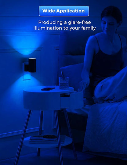 L LOHAS LED Blue Night Light, Night Lights Plug into Wall, Dimmable Nightlight, Light Sensor, Calm Blue Nightlights for Bluey Bathroom Decor, Home Decor, Party, Holiday, Bedroom, Hallway, 2 Pack