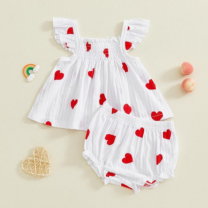 Mubineo Baby Girl Summer Clothes Cute Ruffle Tops Dress Shorts Outfits Set Infant Toddler Shrit Bloomers Princess Outfit