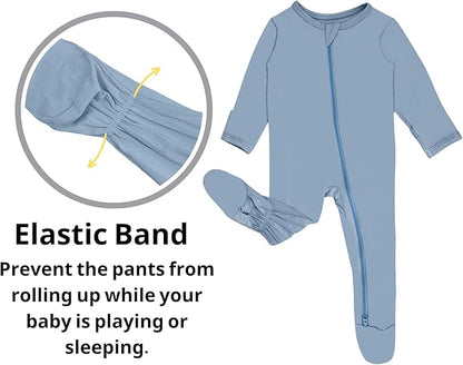 GUISBY Pajamas for Baby Boys & Girls, Infant Onesie with Mitten Long Sleeve Footed Pjs