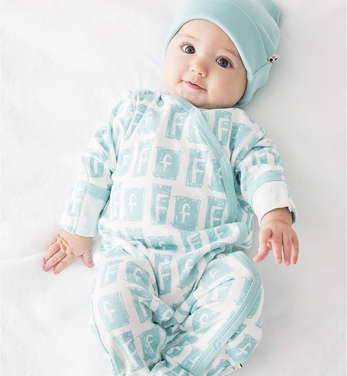 Babysoy Organic Newborn Baby Alphabet Footie Onepiece with Feet (06-12 Months, H)