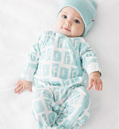 Babysoy Organic Newborn Baby Alphabet Footie Onepiece with Feet (06-12 Months, H)