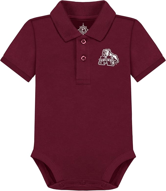 Creative Knitwear College Baby Polo Bodysuit Solid - Team Logo, Multiple Colors, for Boys & Girls (0-12 Months)