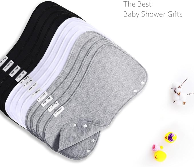 Baby Burp Cloths & Baby Bibs 2-in-1 Design Large Size 3 Layers Thicken Cotton Super Absorbent and Soft Baby Spit Up Burping Rags Baby Burp Cloth Set for Boys and Girls Solid 12 Pack