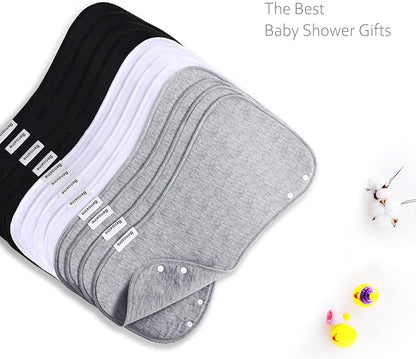 Baby Burp Cloths & Baby Bibs 2-in-1 Design Large Size 3 Layers Thicken Cotton Super Absorbent and Soft Baby Spit Up Burping Rags Baby Burp Cloth Set for Boys and Girls Solid 12 Pack