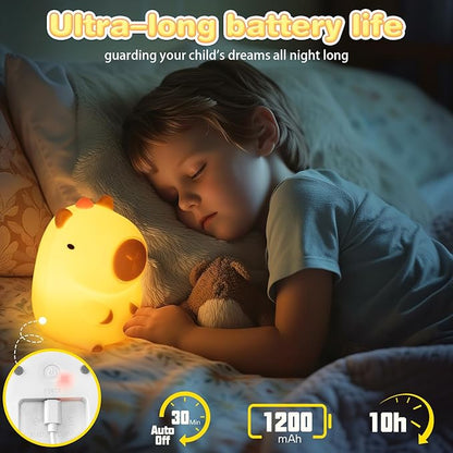 Night Light for Kids, Rechargeable Dimmable Silicone LED Nightlight with 7 Colors, Baby Nursery Night Lamp, Touch Squishy Lamp, Cute Gifts for Girls, Boys, Toddler Room Decor, Capybara