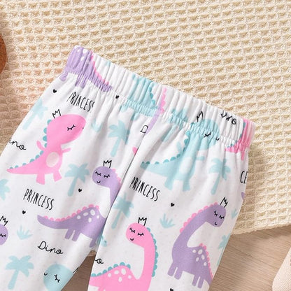 Newborn Infant Baby Girl Dinosaur Outfit Long Sleeve Hoodie Romper Bodysuit and Pants with Headband Set