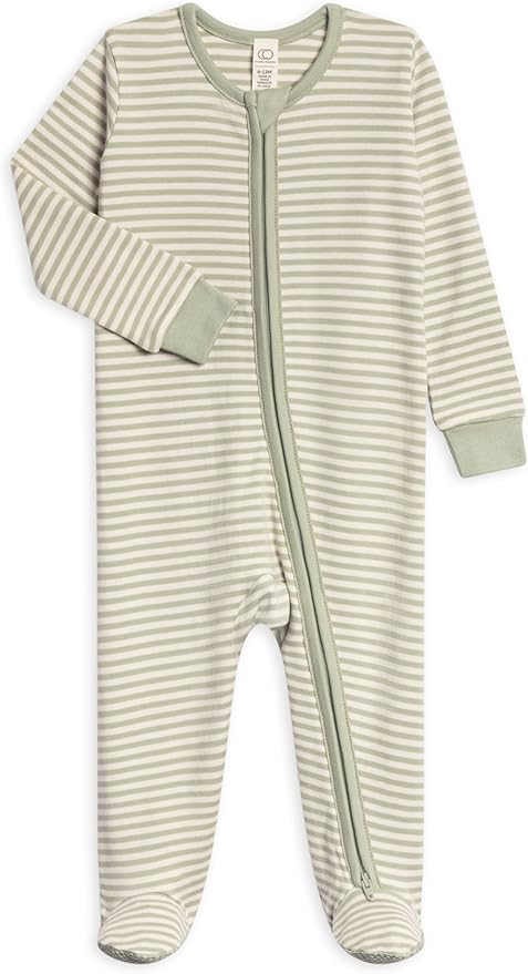 Colored Organics Baby Zip-Up Footed Sleeper with 2-Way Zipper - Newborn Organic Cotton Pajamas