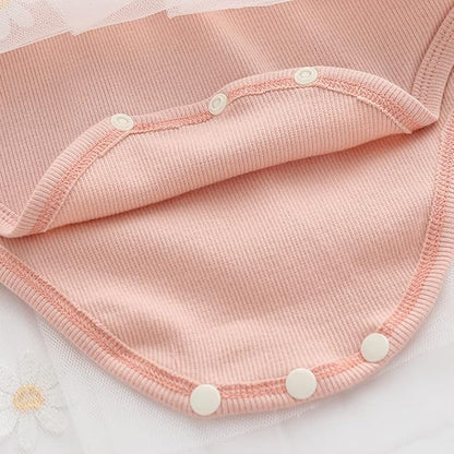 Vivobiniya Toddler Girl Ruffle Daisy Tulle Bodysuit Dress Baby Girl Romper Long Short Sleeve Clothes