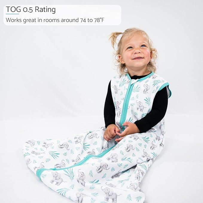 LollyBanks Sleep Sack, 100% Cotton Neutral Baby Sacks, 0.5 TOG Sleep Sacks Lightweight with 2-Way Zipper