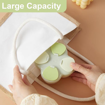 Formula Dispenser No-Spill with Four Compartment, Infant Milk Powder Dispenser Portable On The Go, Kids Snack Formula Containers for Travel Hold Outdoor, Green