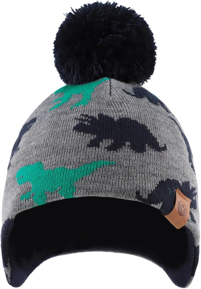 JANGANNSA Knitted Baby Hat Scarf Set Winter Warm Boys Girls Beanie Fleece Lining Toddler Kids Hats with Pompom