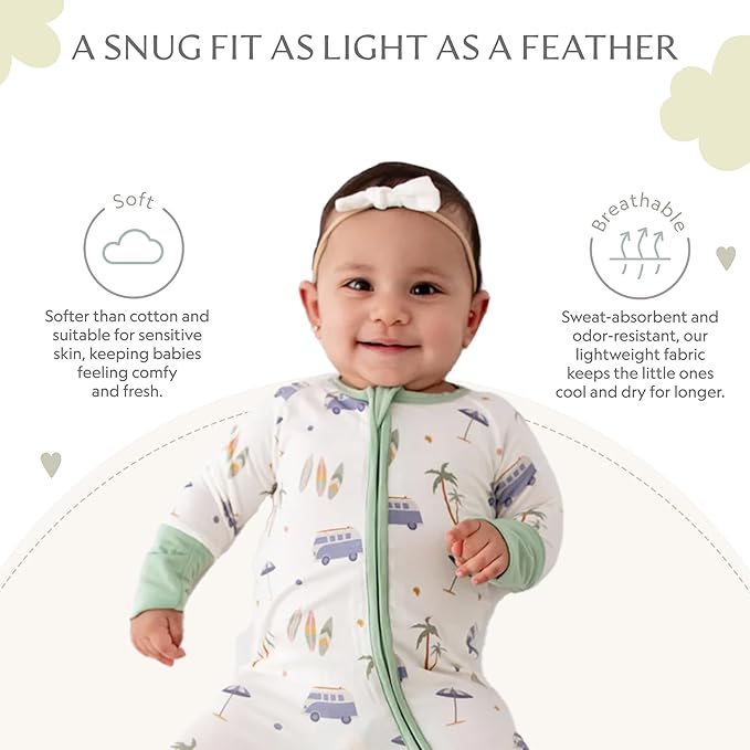 Bamboo Little Ultra-Soft Convertible Baby Romper - Gender Neutral Infant Clothes with 2-Way Zipper, Footless Sleepwear