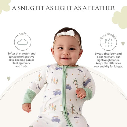 Bamboo Little Ultra-Soft Convertible Baby Romper - Gender Neutral Infant Clothes with 2-Way Zipper, Footless Sleepwear
