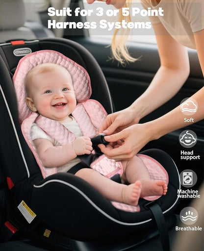Infant Car Seat Insert, Reversible Baby Carseat Cushion 2-in-1 for Newborns Toddlers Head & Body Support Pad for Carseats, Strollers, Swings, Bouncers