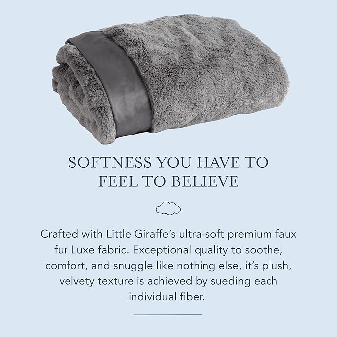 Little Giraffe Baby Blanket - Luxe Soft Blanket with Satin Trim - Baby Stroller Blanket - Newborn Baby Essentials & Baby Gifts - 29x35" - Charcoal