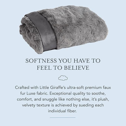 Little Giraffe Baby Blanket - Luxe Soft Blanket with Satin Trim - Baby Stroller Blanket - Newborn Baby Essentials & Baby Gifts - 29x35" - Charcoal
