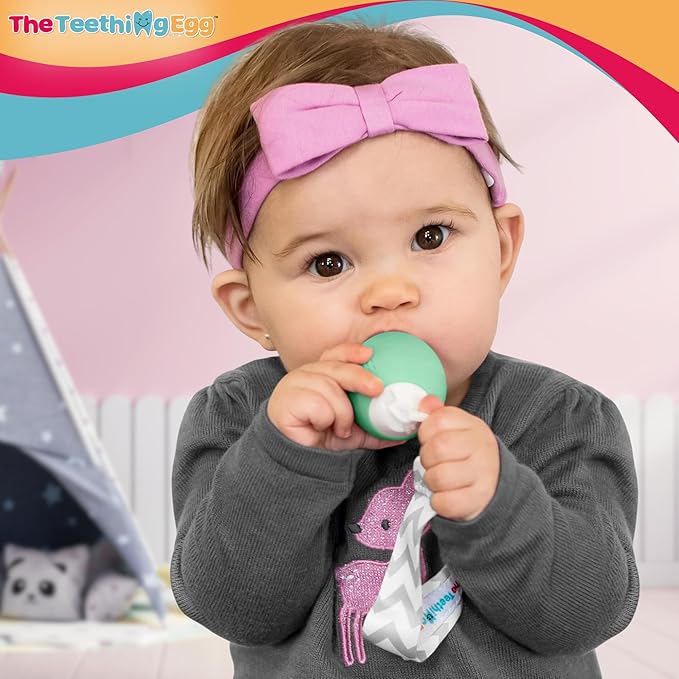 The Teething Egg Freezable Baby Teether Toy - Teether for 3, 4, 6, 12 Up to 18 Months Old Boy or Girl, Sensory Toys, A Baby Registry Must Have, Mint