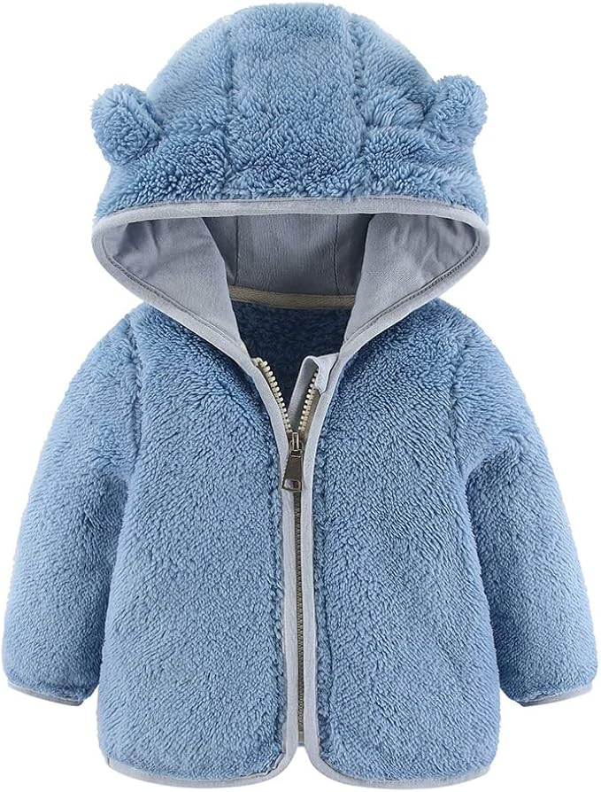 Gajaous Infant Baby Boys Girls Cartoon Fleece Jacket Hooded Coat with Ears Warm Zipper Up Outwear