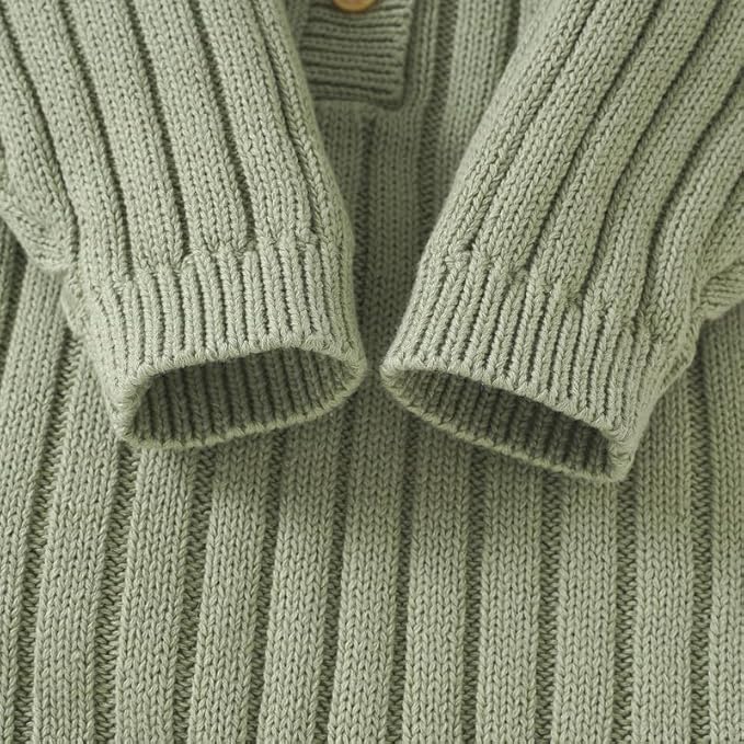 Neiwech Baby Boy Girl Romper Newborn Infant Knit Striped Solid Long Sleeve One Piece Jumpsuit Clothes