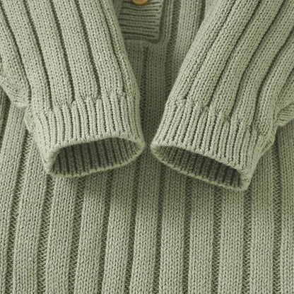 Neiwech Baby Boy Girl Romper Newborn Infant Knit Striped Solid Long Sleeve One Piece Jumpsuit Clothes