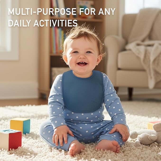 10 Pack Cotton Snap Bibs for Baby Boy Girl, Super Soft Drool Bibs for Teething and Feeding