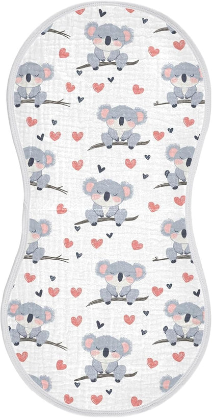 vvfelixl Baby Burp Cloths Cute Koala Bear on Trunk Baby Newborn Cotton Burping Cloths Set Babys Washcloths 4 Pack