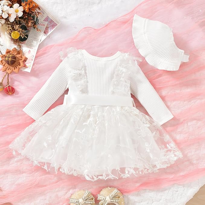 Aalizzwell Infant Newborn Girls Long Sleeve Bodysuit Dress