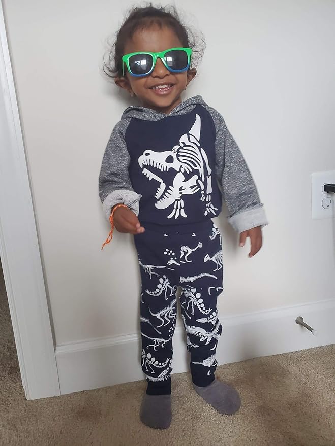 Baby Boys Dinosaur Long Sleeve Hoodie Tops Sweatsuit Pants Winter Outfit Set