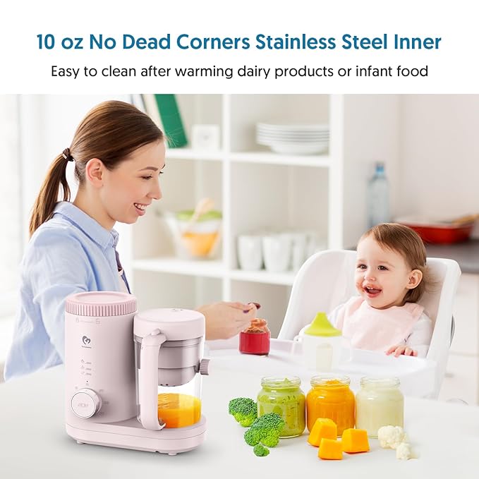 Baby Food Maker Bellababy Baby Food Processor, Puree Blender Steamer with Reversible Steam Basket, One Button Easy Operation & Large Opening for Easy Cleaning