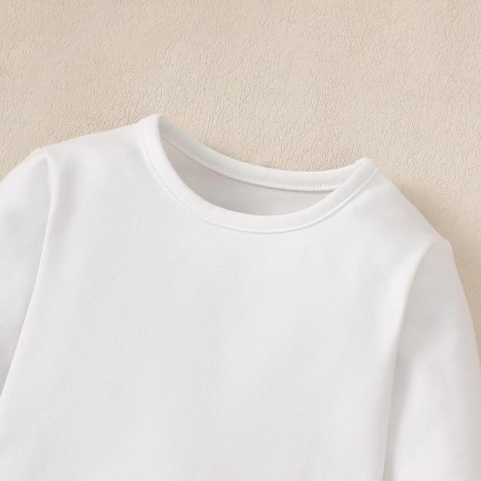 ROMPERINBOX Long Sleeve Onsies Girl 3 Pack Knitted Solid Baby Crew Neck Bodysuit Multicolors 0-24 Months