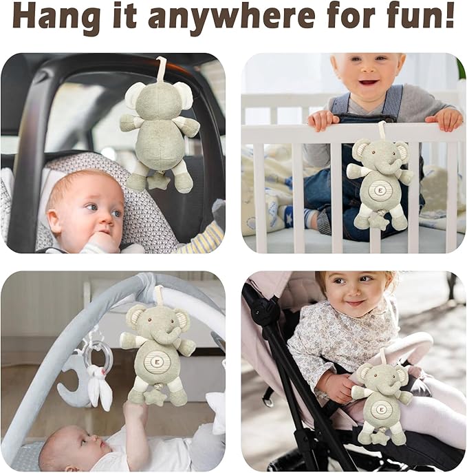 COTTONEBEBE Baby Toys, Stuffed Animal Toy with Lullaby Music for Infant Babies 0 3 6 12 to 36 Months Boy & Girl,Ideal Gift for Newborn (Little Elephant, Cotton)