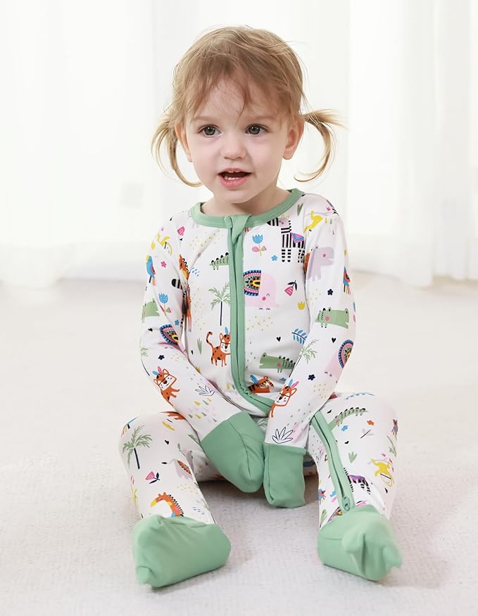 Baby Zippered Rompers Newborn Pajamas Sleepers Long Sleeve Jumpsuits Infant Zipper Romper-Viscose from Bamboo