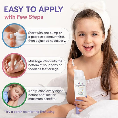 Vigority Magnesium Lotion for Kids & Babies Sleep - Bedtime Calming Body Cream with Natural Ingredients & Multi Vitamins - Topical Magnesium Soothing Relief, Promotes Relaxation (8 fl oz, Lavender)