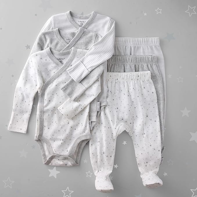 unisex-baby Sterling 3-pack Kimono Bodysuits 100% Organic Cotton Side Snap for Baby Boys & Girls