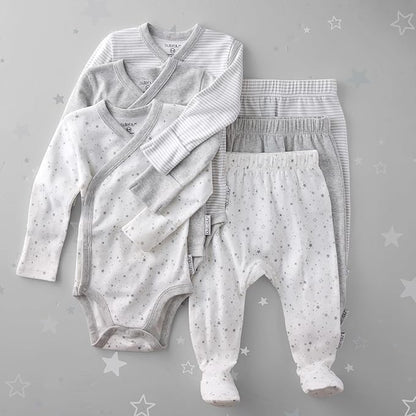 unisex-baby Sterling 3-pack Kimono Bodysuits 100% Organic Cotton Side Snap for Baby Boys & Girls