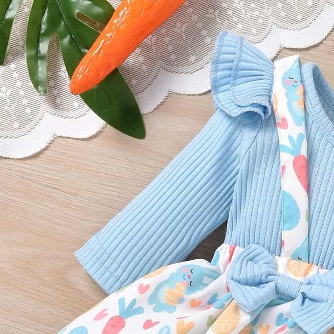 Unutiylo Preemie Newborn Baby Girl Clothes Romper Suspender Dress Fall Winter Outfits Ruffle Long Sleeve Jumpsuit