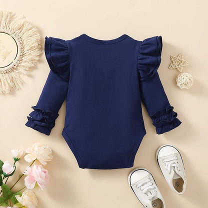Baby Girl Solid Color Romper Infant Ruffle Sleeve Bodysuit One Piece Outfit Toddler Jumpsuit clothes