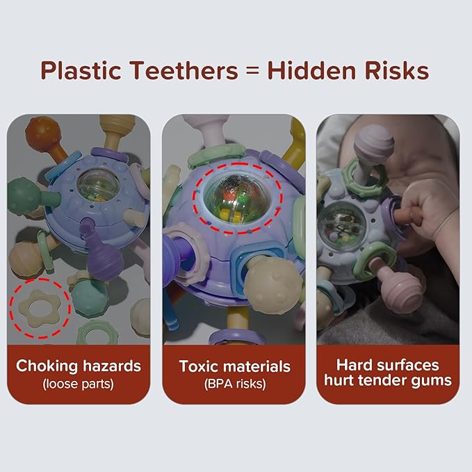 Thyseed Mini Teether Toy | Silicone Soothing Baby Teether Toys for Infants（1 Pack）