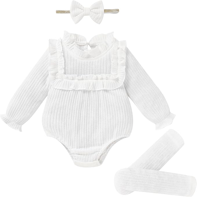 GRNSHTS Newborn Baby Girl Clothes Ruffle Rompers Toddler Fall Outfits for Girls Set Little Girl Fall Winter Clothing