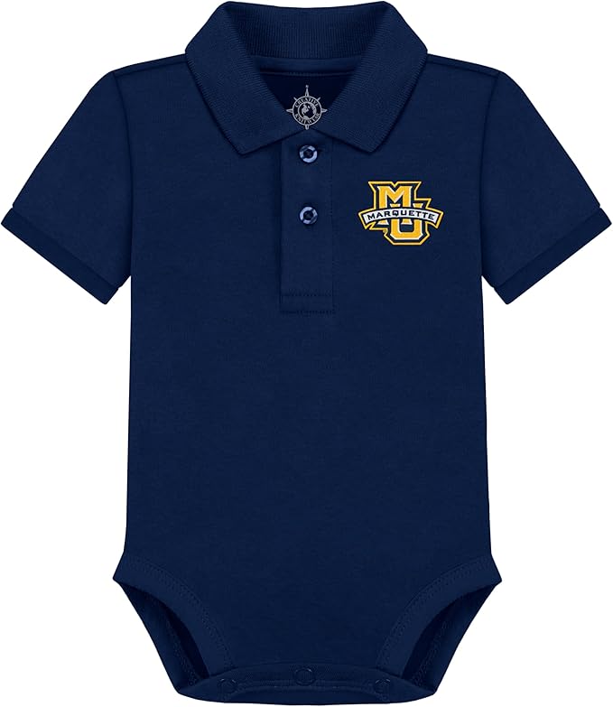 Creative Knitwear College Baby Polo Bodysuit Solid - Team Logo, Multiple Colors, for Boys & Girls (0-12 Months)