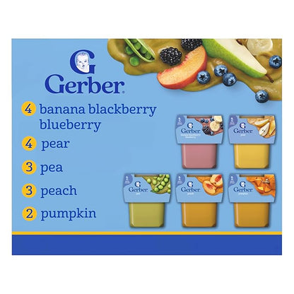 Gerber Stage 2 Baby Food, Farmers’ Market Puree Tubs, No Added Colors or Flavors, Baby Puree, Variety 32-Pack