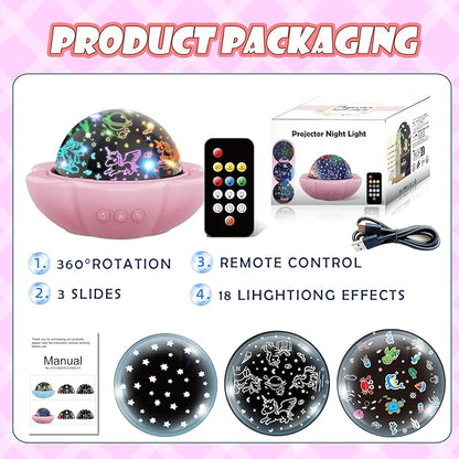 Unicorns Gifts for Girls Toys,Night Light for Kids,Remote Dimmable Timer Star Projector, 360° Slient Ocean Lights for Ceiling Projector,Christmas Birthday Gifts for Girls&Room Decor