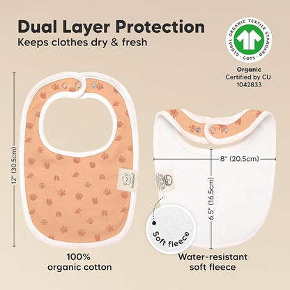 8-Pack Organic Baby Bibs for Boys, Girls - Soft Cotton Drooling and Teething Bibs for Baby Girl & Boy, Extra Absorbent, Easy To Clean & Put On for Toddler, Newborn, Infant 0-24 Months (Wilderness)