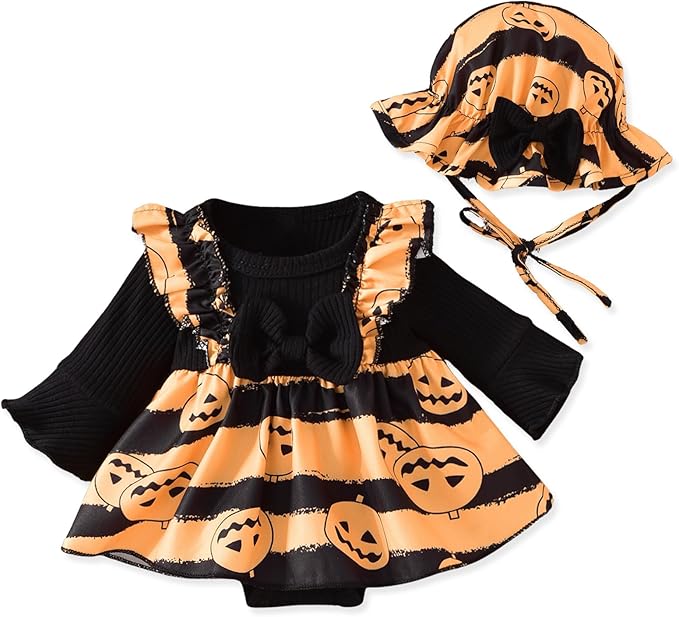 Aalizzwell Infant Baby Girls One Piece Romper Dress with Hat 0-18 Months