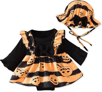 Aalizzwell Infant Baby Girls One Piece Romper Dress with Hat 0-18 Months