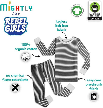 Mightly Boys and Girls' Pajamas | 100% Organic Cotton Soft, Elastic and Comfortable Footless Pajama Set for Toddlers & Kids