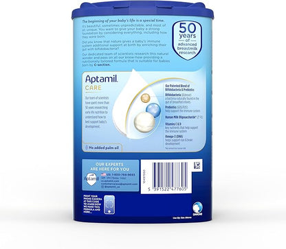 Aptamil Care Stage 2, Milk Based Powder Infant Formula for 6+ Months, Also for C-section born babies, with DHA & ARA, Omega 3 & 6, Prebiotics, Contains No Palm Oil, 28.2 Ounces, Packaging May Vary