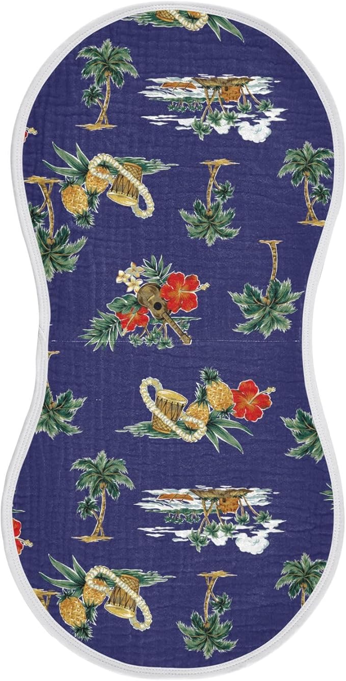 vvfelixl Muslin Burp Cloths Hibiscus Palm Hawaii Music Baby Washcloths for Baby Girl Boys 2 Pack