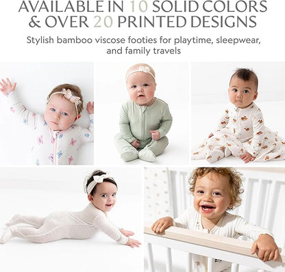 Bamboo Little Soft Baby Footie Pajamas, Baby Clothes, Newborn Sleepers, 95% Viscose and 5% Spandex, 0-24 Months