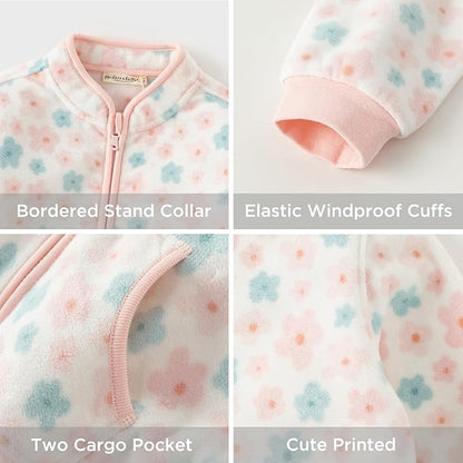 DAVE&BELLA Toddler Printed Polar Fleece Jacket, Zip Up Lightweight Outerwear for Kids Boys Girls Fall Spring Coat 2-9 Years
